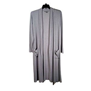 Kate & Mallory Gray Long Sleeve Raw Hem Pockets Duster Open Cardigan Size Large